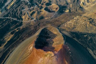 Volcano Etna craters from Elicopter